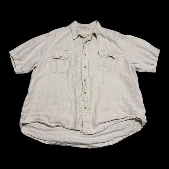 Eddie Bauer 100% Linen Short Sleeve Casual Button Up Shirt Adult XL - Picture 1 of 4